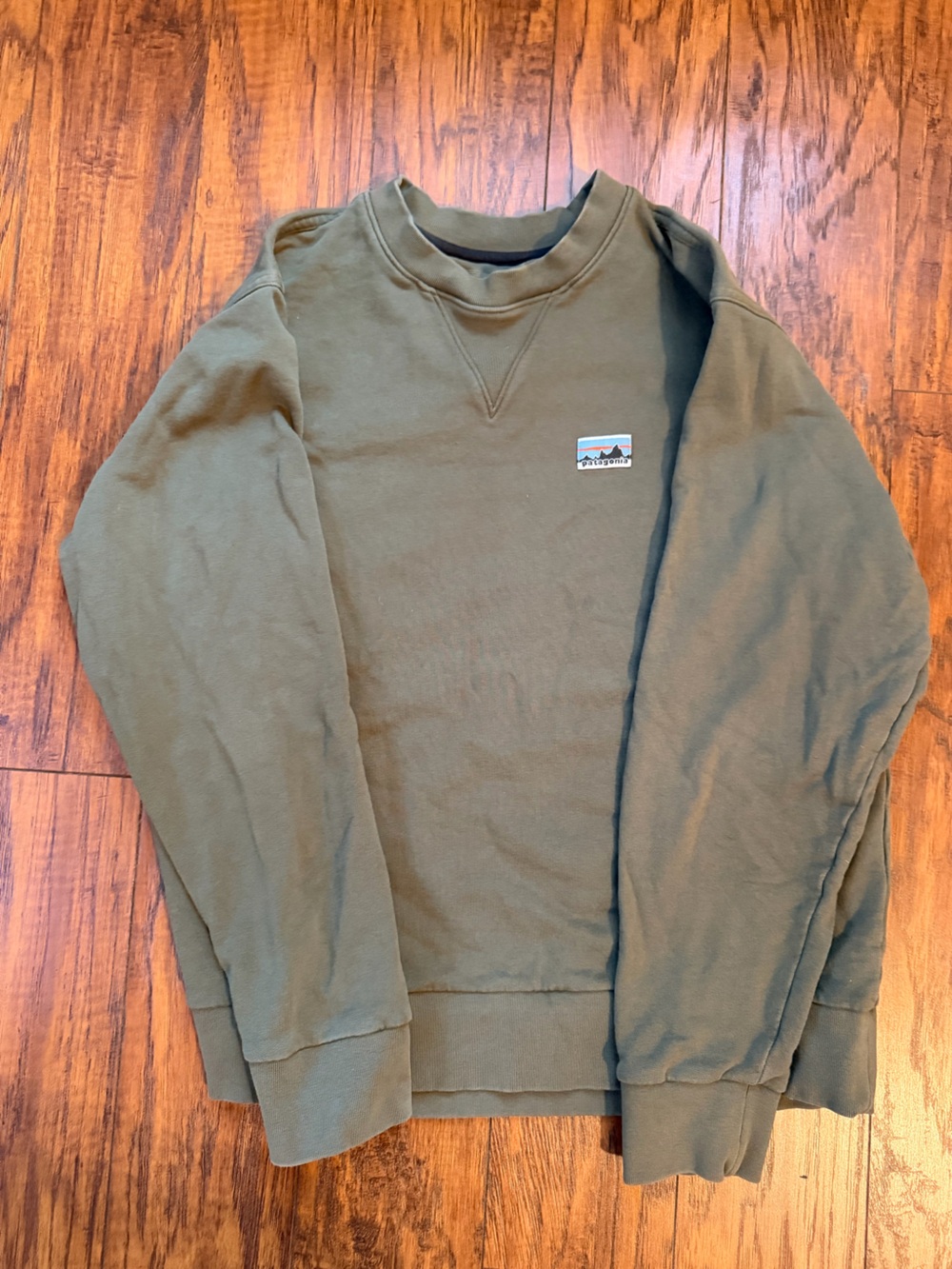 Patagonia Olive Green Crewneck Sweatshirt with Small Logo
